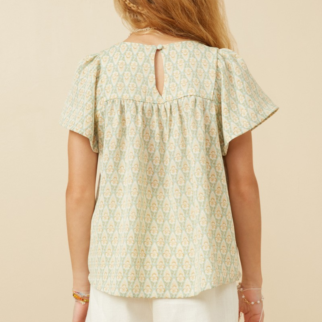 Paisley Print Flutter Sleeve Top